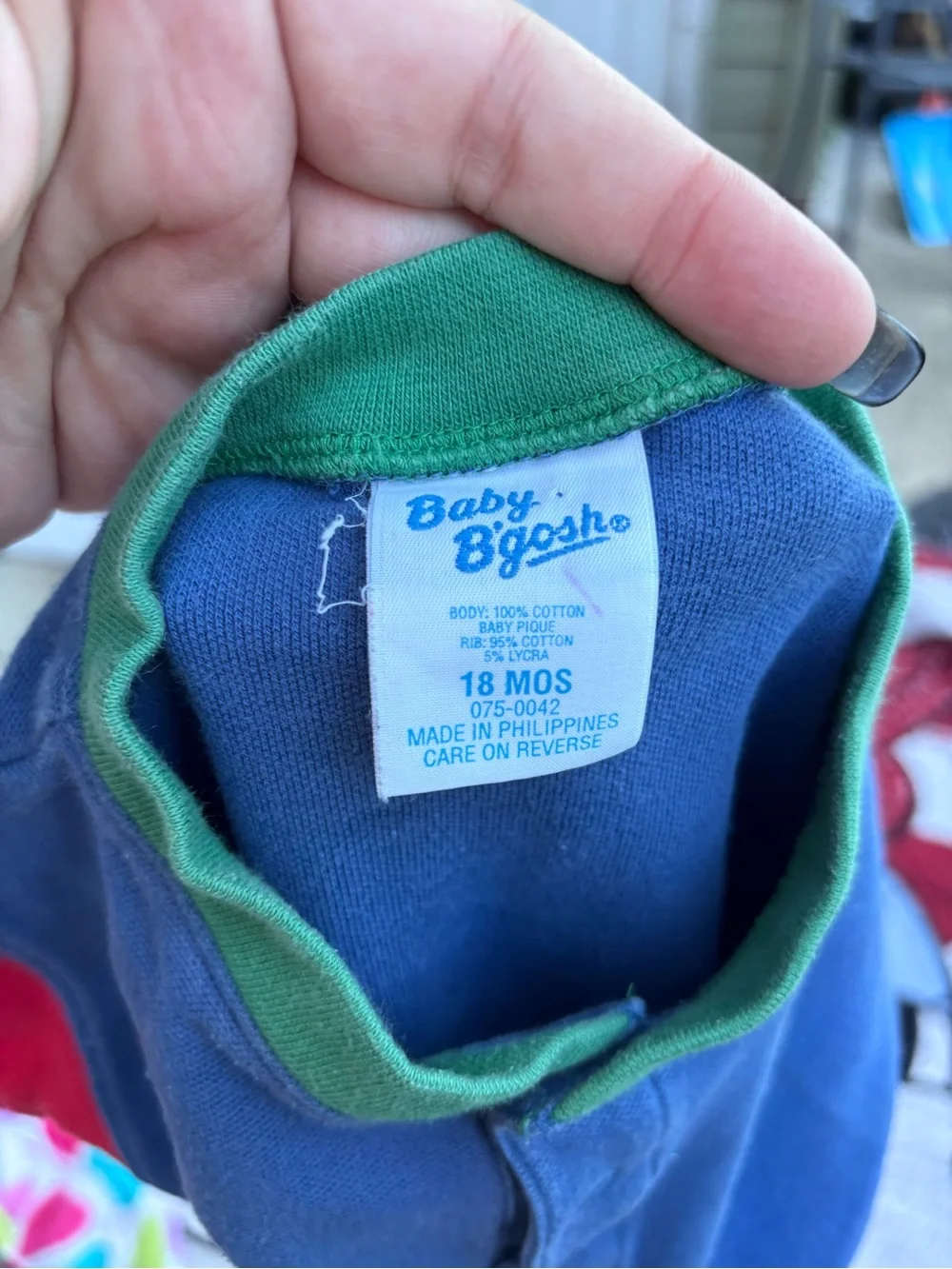 VINTAGE BABY B GOSH BLUE RED GREEN ANIMAL THEME ONE PIECE OUTFIT SIZE 18 MONTHS